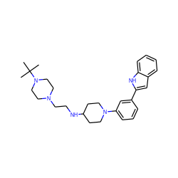 CC(C)(C)N1CCN(CCNC2CCN(c3cccc(-c4cc5ccccc5[nH]4)c3)CC2)CC1 ZINC000618010346