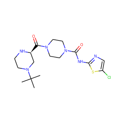 CC(C)(C)N1CCN[C@@H](C(=O)N2CCN(C(=O)Nc3ncc(Cl)s3)CC2)C1 ZINC000653687657