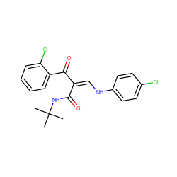 CC(C)(C)NC(=O)/C(=C\Nc1ccc(Cl)cc1)C(=O)c1ccccc1Cl ZINC000028701978