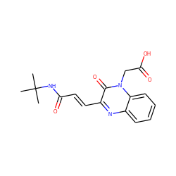 CC(C)(C)NC(=O)/C=C/c1nc2ccccc2n(CC(=O)O)c1=O ZINC000169342605