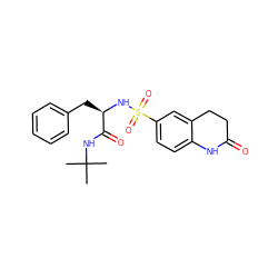 CC(C)(C)NC(=O)[C@@H](Cc1ccccc1)NS(=O)(=O)c1ccc2c(c1)CCC(=O)N2 ZINC000004436641