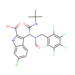 CC(C)(C)NC(=O)[C@@H](c1c(C(=O)O)[nH]c2cc(Cl)ccc12)N(C=O)Cc1c(F)c(F)c(F)c(F)c1F ZINC000220401766