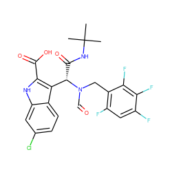 CC(C)(C)NC(=O)[C@@H](c1c(C(=O)O)[nH]c2cc(Cl)ccc12)N(C=O)Cc1c(F)cc(F)c(F)c1F ZINC000220382139