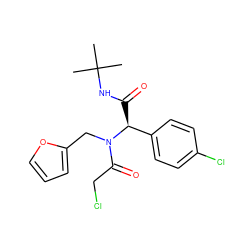 CC(C)(C)NC(=O)[C@@H](c1ccc(Cl)cc1)N(Cc1ccco1)C(=O)CCl ZINC000004875520