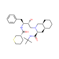 CC(C)(C)NC(=O)[C@@H]1C[C@@H]2CCCC[C@@H]2CN1C[C@@H](O)[C@H](Cc1ccccc1)NC(=O)[C@@H]1CCCSC1 ZINC000028003609