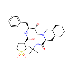 CC(C)(C)NC(=O)[C@@H]1C[C@@H]2CCCC[C@@H]2CN1C[C@@H](O)[C@H](Cc1ccccc1)NC(=O)[C@@H]1CCS(=O)(=O)C1 ZINC000027990634