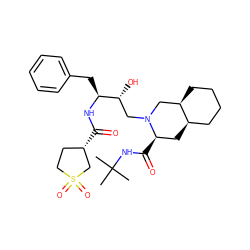CC(C)(C)NC(=O)[C@@H]1C[C@@H]2CCCC[C@@H]2CN1C[C@@H](O)[C@H](Cc1ccccc1)NC(=O)[C@H]1CCS(=O)(=O)C1 ZINC000027988400