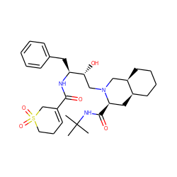 CC(C)(C)NC(=O)[C@@H]1C[C@@H]2CCCC[C@@H]2CN1C[C@@H](O)[C@H](Cc1ccccc1)NC(=O)C1=CCCS(=O)(=O)C1 ZINC000027987114