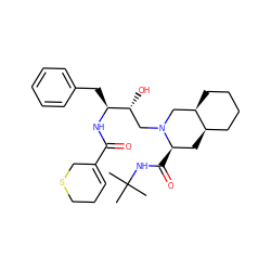 CC(C)(C)NC(=O)[C@@H]1C[C@@H]2CCCC[C@@H]2CN1C[C@@H](O)[C@H](Cc1ccccc1)NC(=O)C1=CCCSC1 ZINC000028003618