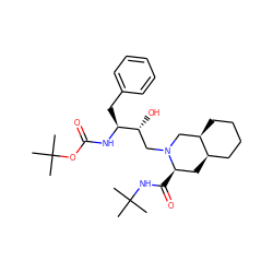 CC(C)(C)NC(=O)[C@@H]1C[C@@H]2CCCC[C@@H]2CN1C[C@@H](O)[C@H](Cc1ccccc1)NC(=O)OC(C)(C)C ZINC000014942896