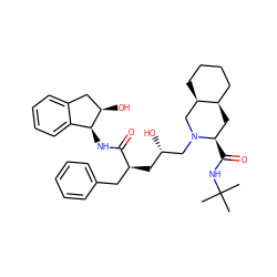 CC(C)(C)NC(=O)[C@@H]1C[C@@H]2CCCC[C@@H]2CN1C[C@@H](O)C[C@@H](Cc1ccccc1)C(=O)N[C@H]1c2ccccc2C[C@H]1O ZINC000003930425