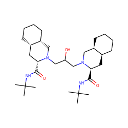 CC(C)(C)NC(=O)[C@@H]1C[C@@H]2CCCC[C@@H]2CN1CC(O)CN1C[C@H]2CCCC[C@H]2C[C@H]1C(=O)NC(C)(C)C ZINC000026935394