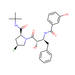 CC(C)(C)NC(=O)[C@@H]1C[C@H](Cl)CN1C(=O)[C@@H](O)[C@H](Cc1ccccc1)NC(=O)c1cccc(O)c1 ZINC000003919311