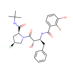 CC(C)(C)NC(=O)[C@@H]1C[C@H](Cl)CN1C(=O)[C@@H](O)[C@H](Cc1ccccc1)NC(=O)c1cccc(O)c1Br ZINC000014944518