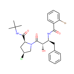 CC(C)(C)NC(=O)[C@@H]1C[C@H](Cl)CN1C(=O)[C@@H](O)[C@H](Cc1ccccc1)NC(=O)c1ccccc1Br ZINC000014944506