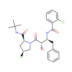 CC(C)(C)NC(=O)[C@@H]1C[C@H](Cl)CN1C(=O)[C@@H](O)[C@H](Cc1ccccc1)NC(=O)c1ccccc1Cl ZINC000013471998