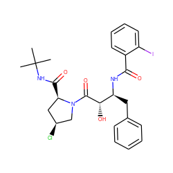 CC(C)(C)NC(=O)[C@@H]1C[C@H](Cl)CN1C(=O)[C@@H](O)[C@H](Cc1ccccc1)NC(=O)c1ccccc1I ZINC000014944508