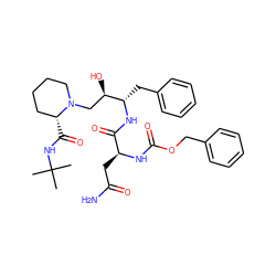 CC(C)(C)NC(=O)[C@@H]1CCCCN1C[C@@H](O)[C@H](Cc1ccccc1)NC(=O)[C@H](CC(N)=O)NC(=O)OCc1ccccc1 ZINC000026663143