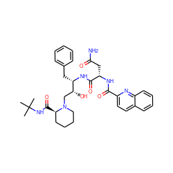 CC(C)(C)NC(=O)[C@@H]1CCCCN1C[C@@H](O)[C@H](Cc1ccccc1)NC(=O)[C@H](CC(N)=O)NC(=O)c1ccc2ccccc2n1 ZINC000003914832