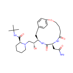 CC(C)(C)NC(=O)[C@@H]1CCCCN1C[C@@H](O)[C@H]1Cc2ccc(cc2)OCCCC(=O)N[C@@H](CC(N)=O)C(=O)N1 ZINC000026567760