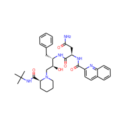 CC(C)(C)NC(=O)[C@@H]1CCCCN1C[C@H](O)[C@H](Cc1ccccc1)NC(=O)[C@@H](CC(N)=O)NC(=O)c1ccc2ccccc2n1 ZINC000027408581