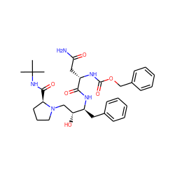 CC(C)(C)NC(=O)[C@@H]1CCCN1C[C@@H](O)[C@H](Cc1ccccc1)NC(=O)[C@H](CC(N)=O)NC(=O)OCc1ccccc1 ZINC000003914830