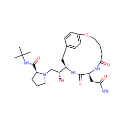 CC(C)(C)NC(=O)[C@@H]1CCCN1C[C@@H](O)[C@H]1Cc2ccc(cc2)OCCCC(=O)N[C@@H](CC(N)=O)C(=O)N1 ZINC000026509314