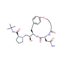 CC(C)(C)NC(=O)[C@@H]1CCCN1C[C@H](O)[C@H]1Cc2ccc(cc2)OCCCC(=O)N[C@@H](CC(N)=O)C(=O)N1 ZINC000026505449