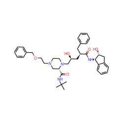 CC(C)(C)NC(=O)[C@@H]1CN(CCOCc2ccccc2)CCN1C[C@@H](O)C[C@@H](Cc1ccccc1)C(=O)N[C@H]1c2ccccc2C[C@H]1O ZINC000027100450