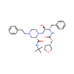 CC(C)(C)NC(=O)[C@@H]1CN(CCc2ccccc2)CCN1C[C@@H](O)[C@H](Cc1ccccc1)NC(=O)O[C@H]1CCOC1 ZINC000026380038