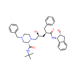CC(C)(C)NC(=O)[C@@H]1CN(Cc2ccccc2)CCN1C[C@@H](O)C[C@@H](Cc1ccccc1)C(=O)N[C@H]1c2ccccc2C[C@H]1O ZINC000027100636