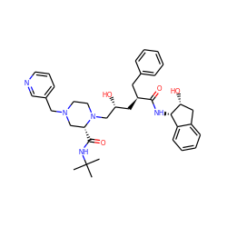 CC(C)(C)NC(=O)[C@@H]1CN(Cc2cccnc2)CCN1C[C@H](O)C[C@@H](Cc1ccccc1)C(=O)N[C@H]1c2ccccc2C[C@H]1O ZINC000100308074