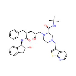 CC(C)(C)NC(=O)[C@@H]1CN(Cc2csc3ncccc23)CCN1C[C@H](O)C[C@H](Cc1ccccc1)C(=O)N[C@@H]1c2ccccc2C[C@H]1O ZINC000253688317