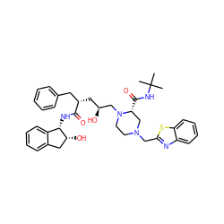 CC(C)(C)NC(=O)[C@@H]1CN(Cc2nc3ccccc3s2)CCN1C[C@@H](O)C[C@@H](Cc1ccccc1)C(=O)N[C@H]1c2ccccc2C[C@H]1O ZINC000027561976