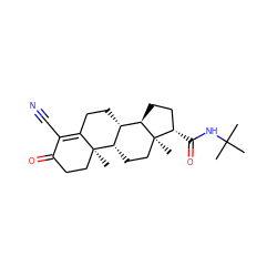 CC(C)(C)NC(=O)[C@H]1CC[C@@H]2[C@H]3CCC4=C(C#N)C(=O)CC[C@]4(C)[C@H]3CC[C@]12C ZINC000253634087