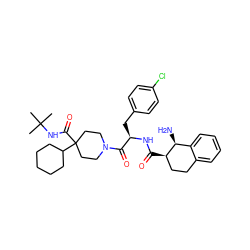 CC(C)(C)NC(=O)C1(C2CCCCC2)CCN(C(=O)[C@@H](Cc2ccc(Cl)cc2)NC(=O)[C@@H]2CCc3ccccc3[C@@H]2N)CC1 ZINC000014209902