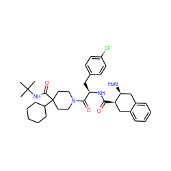 CC(C)(C)NC(=O)C1(C2CCCCC2)CCN(C(=O)[C@@H](Cc2ccc(Cl)cc2)NC(=O)[C@@H]2Cc3ccccc3C[C@@H]2N)CC1 ZINC000028464401