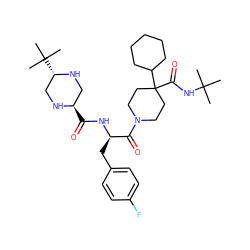 CC(C)(C)NC(=O)C1(C2CCCCC2)CCN(C(=O)[C@@H](Cc2ccc(F)cc2)NC(=O)[C@@H]2CN[C@@H](C(C)(C)C)CN2)CC1 ZINC000028478231