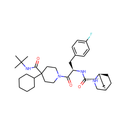 CC(C)(C)NC(=O)C1(C2CCCCC2)CCN(C(=O)[C@@H](Cc2ccc(F)cc2)NC(=O)[C@H]2C[C@H]3CC[C@@H]2NC3)CC1 ZINC000028462910