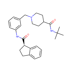 CC(C)(C)NC(=O)C1CCN(Cc2cccc(NC(=O)[C@@H]3CCc4ccccc43)c2)CC1 ZINC000210638485