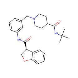 CC(C)(C)NC(=O)C1CCN(Cc2cccc(NC(=O)[C@@H]3COc4ccccc43)c2)CC1 ZINC000210693480