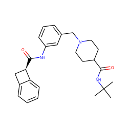 CC(C)(C)NC(=O)C1CCN(Cc2cccc(NC(=O)[C@@H]3Cc4ccccc43)c2)CC1 ZINC000210614086