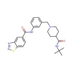 CC(C)(C)NC(=O)C1CCN(Cc2cccc(NC(=O)c3ccc4snnc4c3)c2)CC1 ZINC001772572988