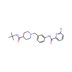 CC(C)(C)NC(=O)C1CCN(Cc2cccc(NC(=O)c3cccc(Br)n3)c2)CC1 ZINC001772625699