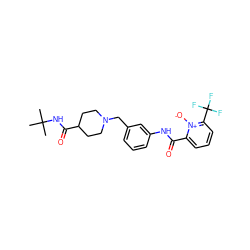 CC(C)(C)NC(=O)C1CCN(Cc2cccc(NC(=O)c3cccc(C(F)(F)F)[n+]3[O-])c2)CC1 ZINC001772639907