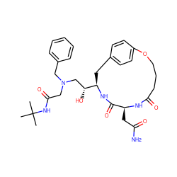 CC(C)(C)NC(=O)CN(Cc1ccccc1)C[C@@H](O)[C@H]1Cc2ccc(cc2)OCCCC(=O)N[C@@H](CC(N)=O)C(=O)N1 ZINC000026573224