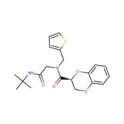 CC(C)(C)NC(=O)CN(Cc1cccs1)C(=O)[C@@H]1COc2ccccc2O1 ZINC000004215684