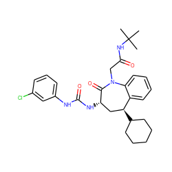 CC(C)(C)NC(=O)CN1C(=O)[C@@H](NC(=O)Nc2cccc(Cl)c2)C[C@H](C2CCCCC2)c2ccccc21 ZINC000013739685