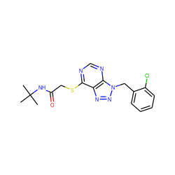 CC(C)(C)NC(=O)CSc1ncnc2c1nnn2Cc1ccccc1Cl ZINC000001352530