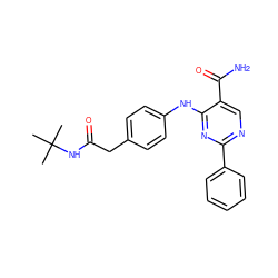 CC(C)(C)NC(=O)Cc1ccc(Nc2nc(-c3ccccc3)ncc2C(N)=O)cc1 ZINC000096938260